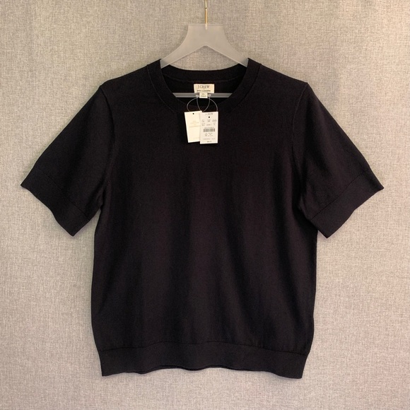 J. Crew Tops - J CREW Cashmere Cotton Blend Short Sleeve Sweater XL Black